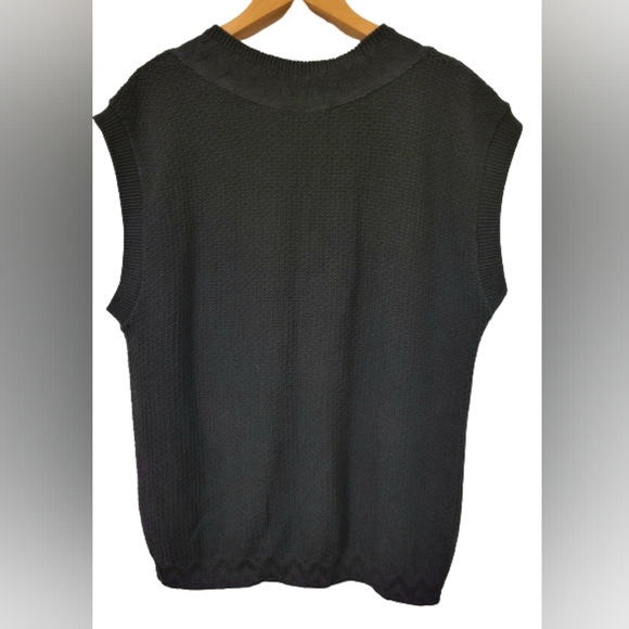 Cherokee knit crochet Navyblue oversize Granny Granma V-neck Sweater vest size M - Picture 3 of 8